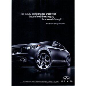 2008 Infiniti FX SUV Crossover Vintage Print Ad Headlights Silver Wall Art